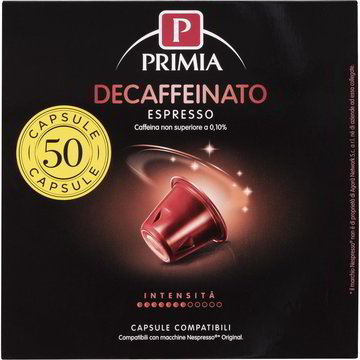 ESPRESSO 50 CAPSULE DECAFFEINATO 250 g PRIMIA - Primia