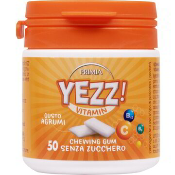 YEZZ VITAMIN CHEWIN GUM 50 PZ GUSTO AGRUMI 70 g PRIMIA - Primia
