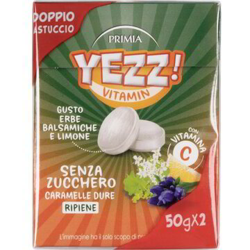 YEZZ VITAMIN CARAMELLE DURE RIPIENE GUSTO ERBE BALSAMICHE E LIMONE